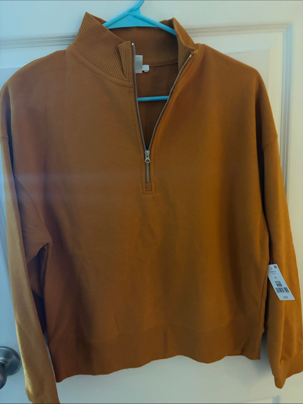Women’s Quarter-Zip Pullover Sweater - Rust